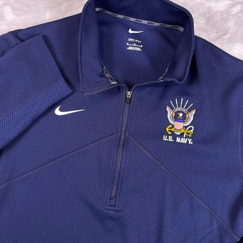 Nike Dri-FIT US Navy Quarter Zip Pullover Mens XL Navy Blue